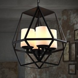 Toppnivå Americange Vintage Svart Järnlampa Modern Ljuskrona Ljuskrona 4 Lampor
