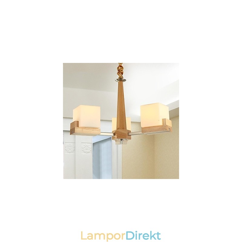 Ek Pendellampa Tre Lampor Ek Och Glas