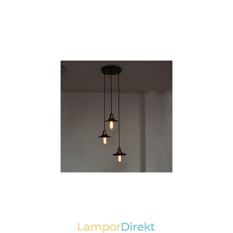 Vintage 3 Ljushänge I Järnskärm