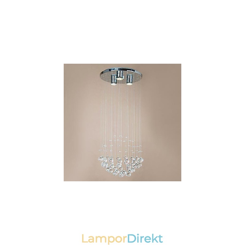 Modern 3 Light Flush Mount Med Kristallpärlor