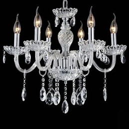 6 Ljus Slottets Stil Ljuskrona Av Glas Med Ljusglödlampa