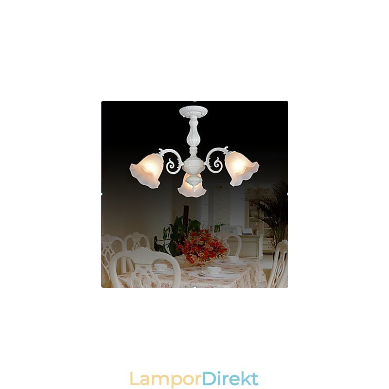 Flush Mount Three Lights White European Retro Classic