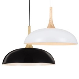 Mini Artistic Pendellampa 1 Ljus Modern Enkelhet Svart Vit Finish Aluminium & Wooden Droplight