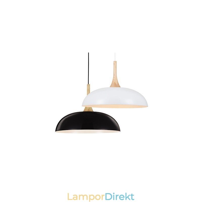 Mini Artistic Pendellampa 1 Ljus Modern Enkelhet Svart Vit Finish Aluminium & Wooden Droplight