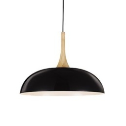 Mini Artistic Pendellampa 1 Ljus Modern Enkelhet Svart Vit Finish Aluminium & Wooden Droplight