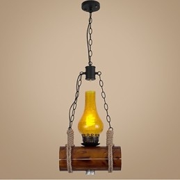 Bar Av Retro Solid Wood Single Head Pendant