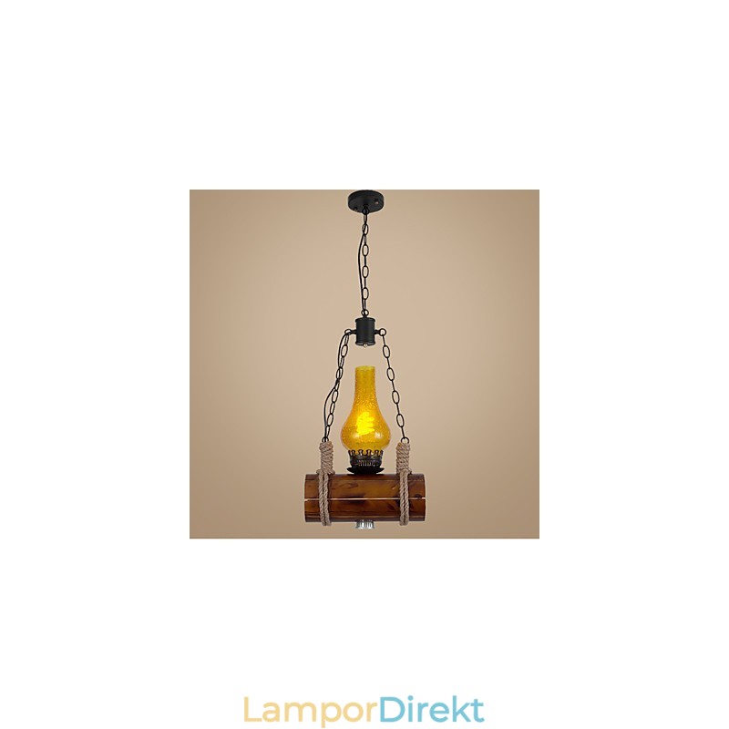 Bar Av Retro Solid Wood Single Head Pendant