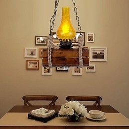 Bar Av Retro Solid Wood Single Head Pendant