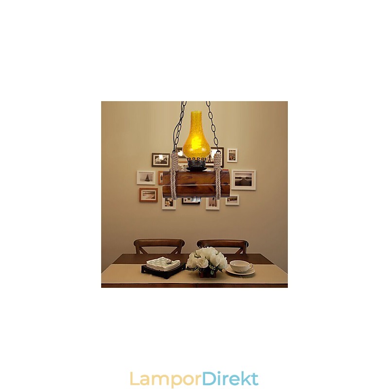 Bar Av Retro Solid Wood Single Head Pendant