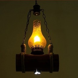 Bar Av Retro Solid Wood Single Head Pendant