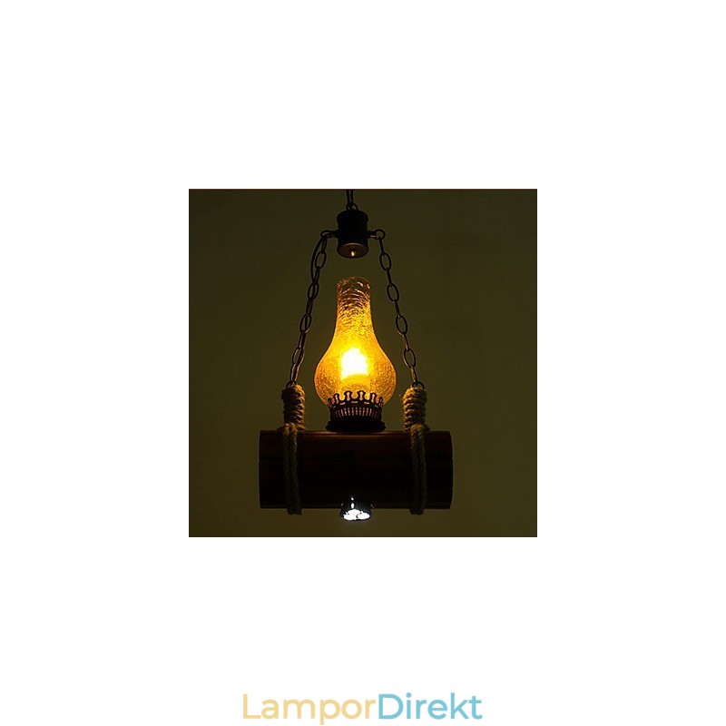 Bar Av Retro Solid Wood Single Head Pendant