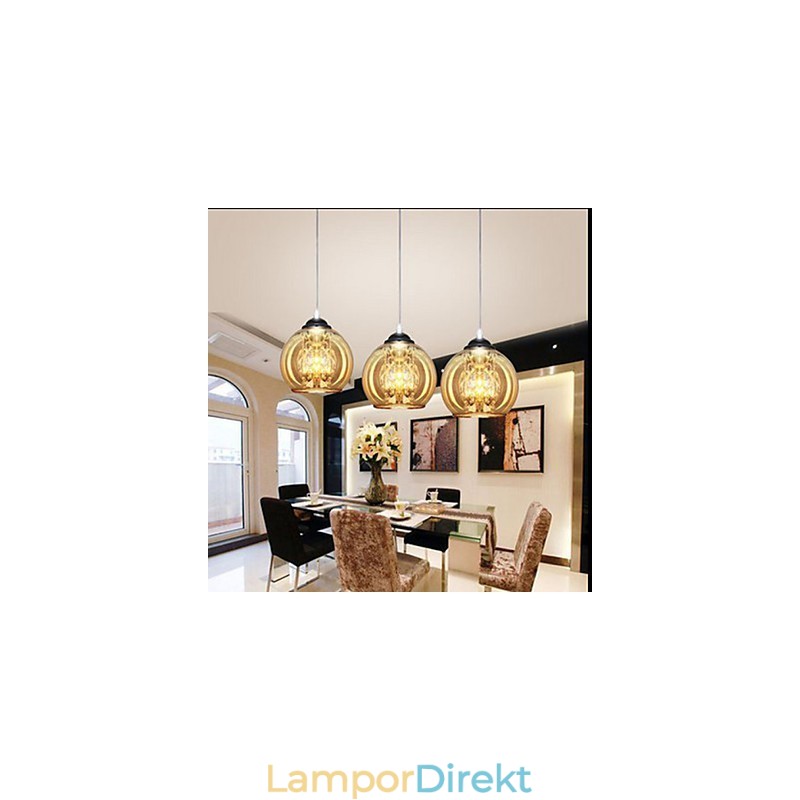 Glaskula Hängande Lampa Tre