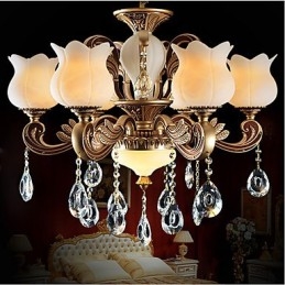European Crystal Pendellampa Och Lyxig Lampa