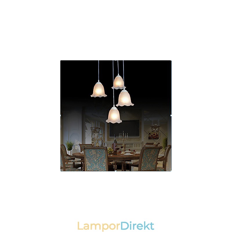 Pendel Fyra Ljus Vit European Retro Classic
