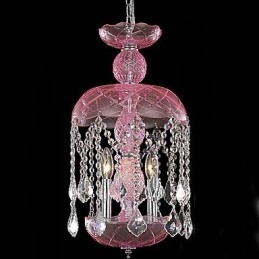 Modern Kristall Taklampa Med 3 Ljus I Rosa Nyans