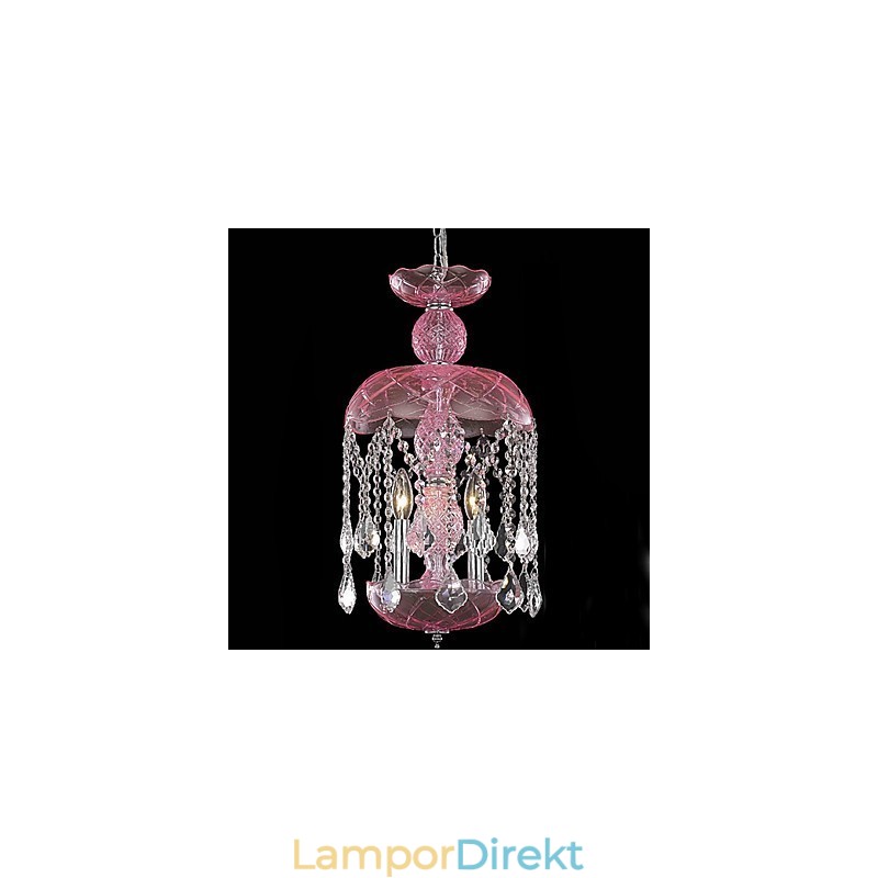 Modern Kristall Taklampa Med 3 Ljus I Rosa Nyans