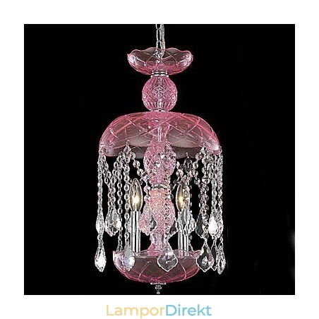 Modern Kristall Taklampa Med 3 Ljus I Rosa Nyans Modern Kristall Taklampa Med 3 Ljus I Rosa Nyans