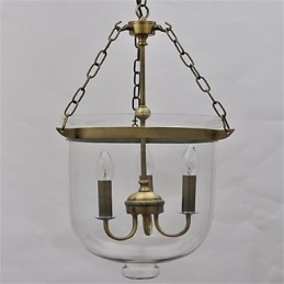 Amerikanskt Land Vintage Ljuskrona I Glas Av Tempelklocka