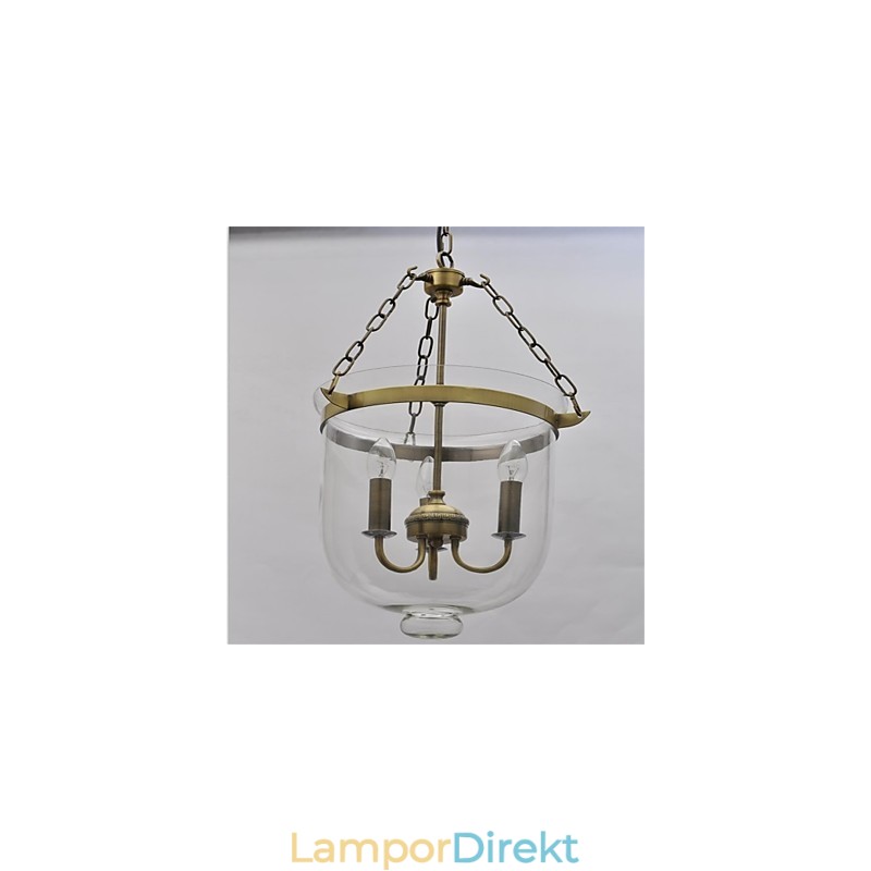 Amerikanskt Land Vintage Ljuskrona I Glas Av Tempelklocka