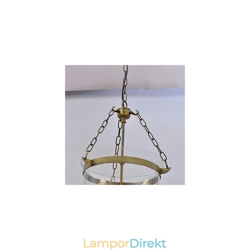 Amerikanskt Land Vintage Ljuskrona I Glas Av Tempelklocka