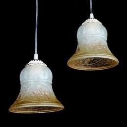 Vit Hängsmycke Tre Ljus Mönster Glasskärm Handförgylld Europeisk Retroklassiker