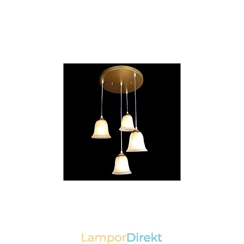 Bronshängsmycke Fyra Ljusmönster Glasskärm European Retro Classic