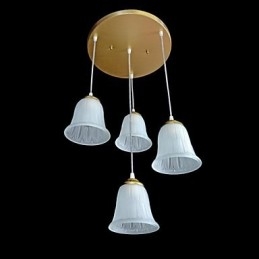 Bronshängsmycke Fyra Ljusmönster Glasskärm European Retro Classic