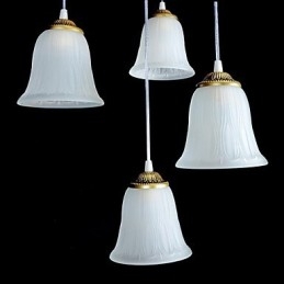 Bronshängsmycke Fyra Ljusmönster Glasskärm European Retro Classic