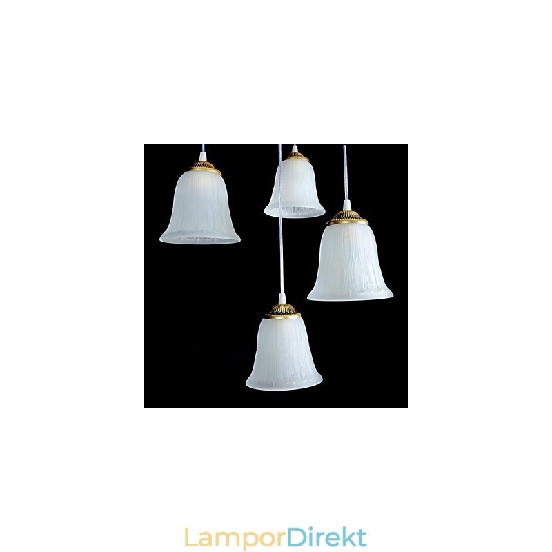 Bronshängsmycke Fyra Ljusmönster Glasskärm European Retro Classic