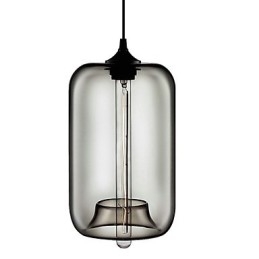 70W Transparent Glas Pendellampa I Black Bubble Design