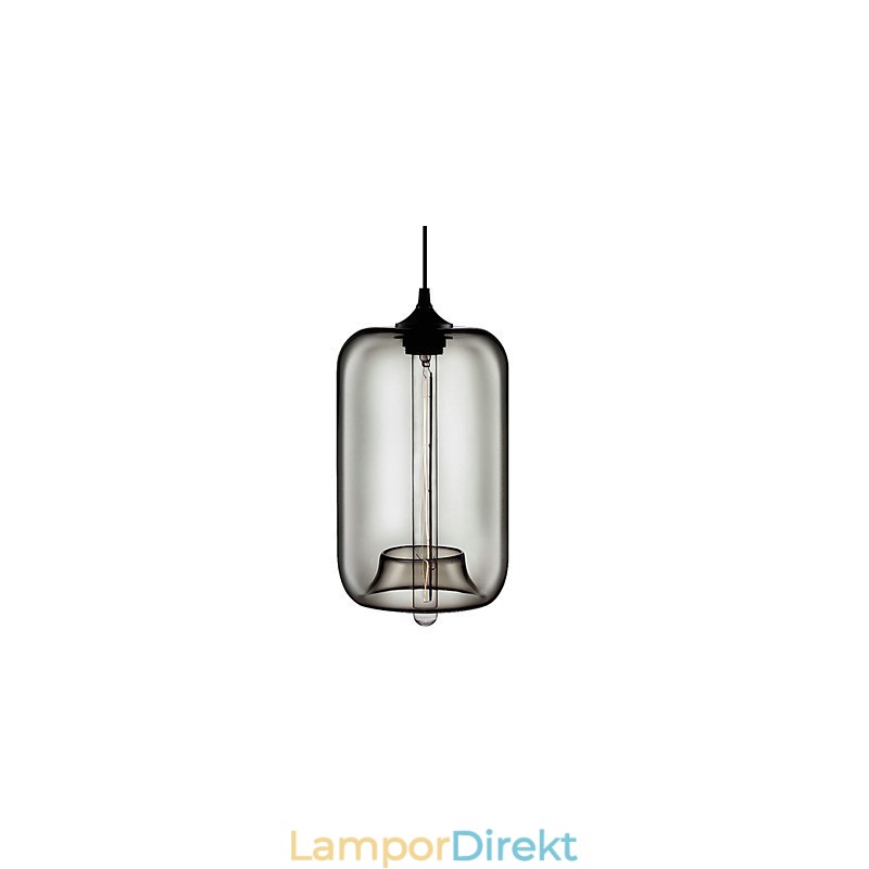 70W Transparent Glas Pendellampa I Black Bubble Design