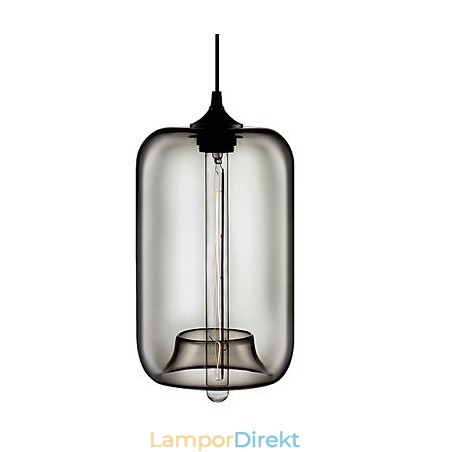 70W Transparent Glas Pendellampa I Black Bubble Design 70W Transparent Glas Pendellampa I Black Bubble Design