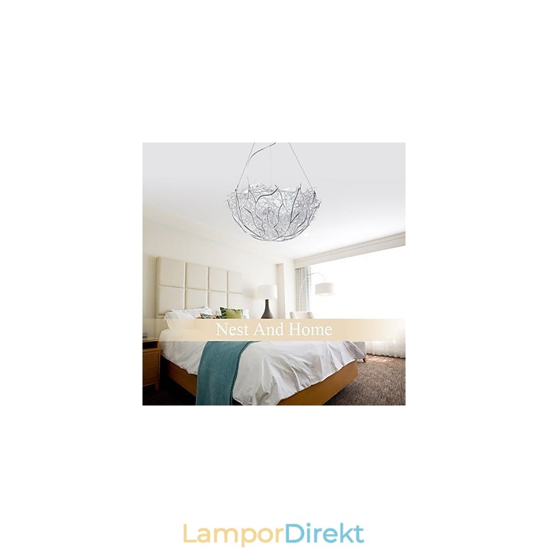 Modern Samtida Hänglampa I Silvermetall