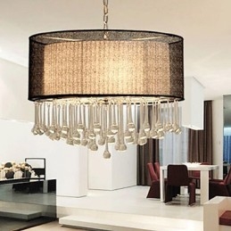 Contemporary Crystal 4 Light Pendel Med Svart Skärm