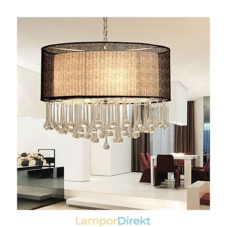 Contemporary Crystal 4 Light Pendel Med Svart Skärm Contemporary Crystal 4 Light Pendel Med Svart Skärm