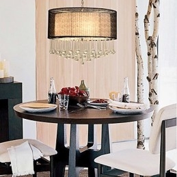 Contemporary Crystal 4 Light Pendel Med Svart Skärm