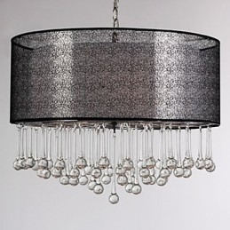 Contemporary Crystal 4 Light Pendel Med Svart Skärm
