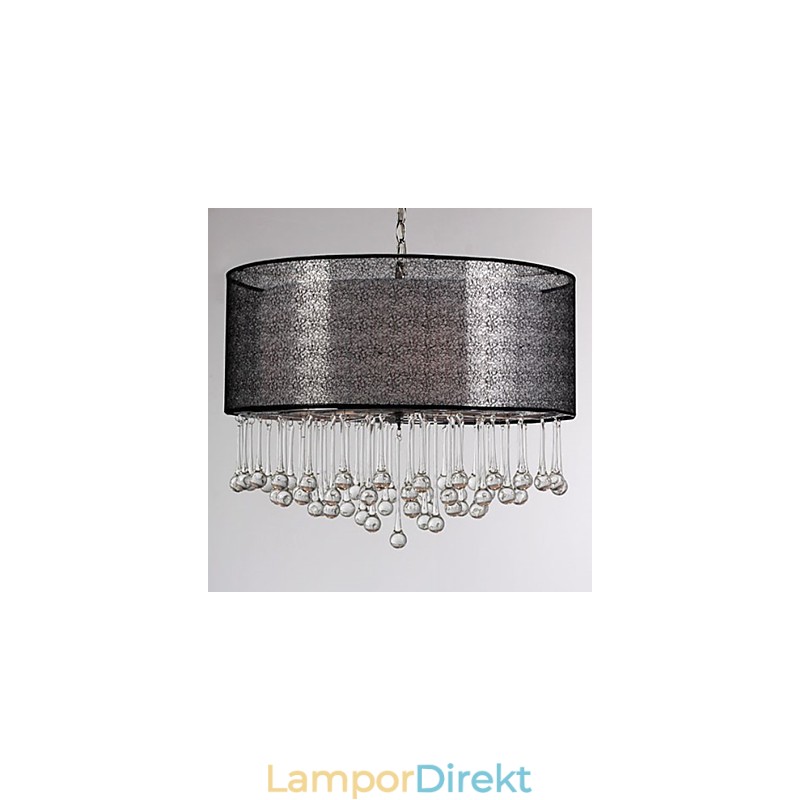Contemporary Crystal 4 Light Pendel Med Svart Skärm