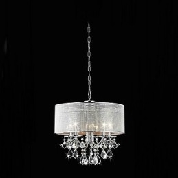 Modern 5 Ljus Kristall Taklampa Med Tygskärm
