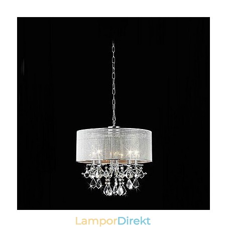 Modern 5 Ljus Kristall Taklampa Med Tygskärm Modern 5 Ljus Kristall Taklampa Med Tygskärm