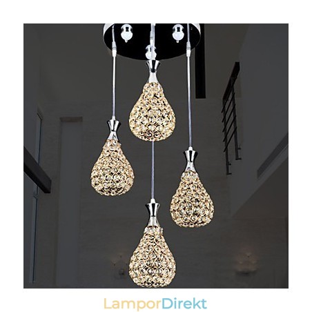 4 Heads Pendelljus Crystal Modern Contemporary Metal 4 Heads Pendelljus Crystal Modern Contemporary Metal