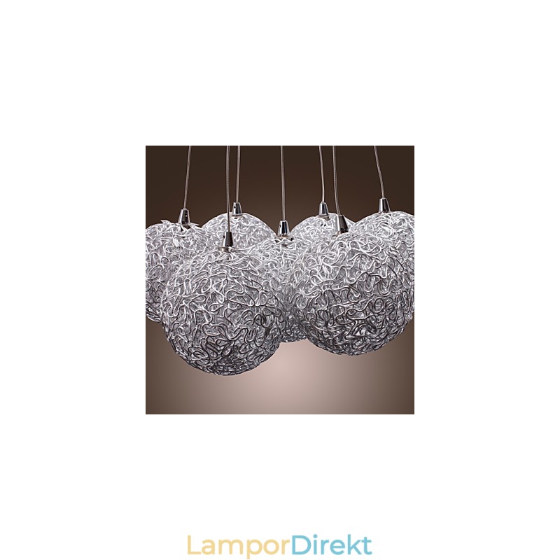 Samtida Taklampa I Aluminium Med 7 Lampor