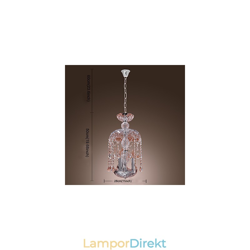 Modern Kristall Taklampa Med 3 Lampor I Glasskärm