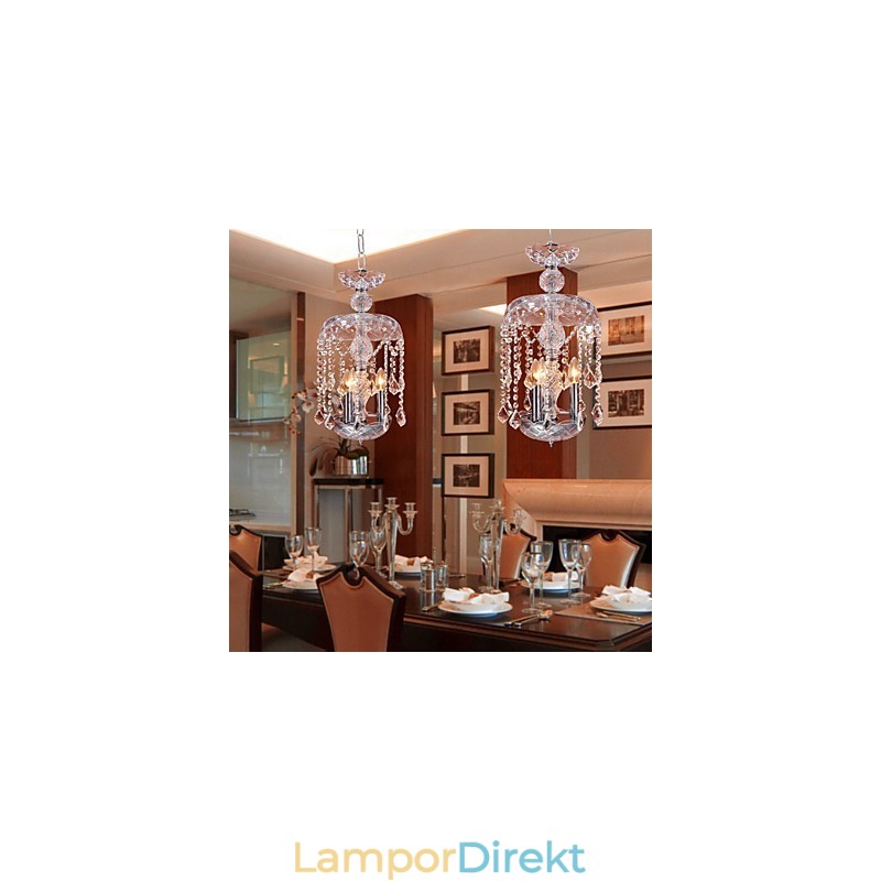 Modern Kristall Taklampa Med 3 Lampor I Glasskärm