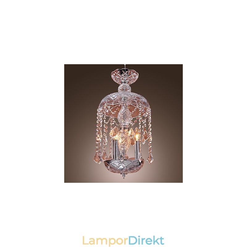 Modern Kristall Taklampa Med 3 Lampor I Glasskärm