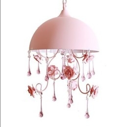 En Liten Rosa Rose Garden Ljuskrona Lampa Iron Princess