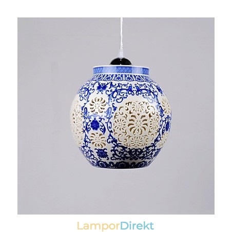 Retro Keramisk Lampa Lampa Trappa Blå Enkelhuvud Ljuskrona Creative Retro Keramisk Lampa Lampa Trappa Blå Enkelhuvud Ljuskrona Creative