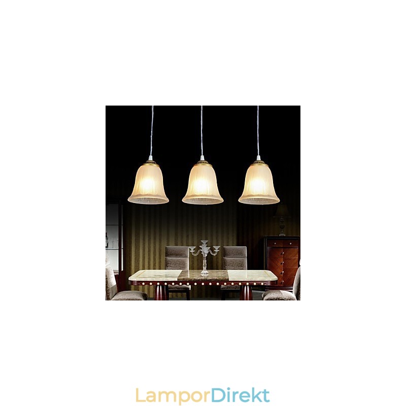 Bronshängande Tre Ljusmönster Glasskärm European Retro Classic