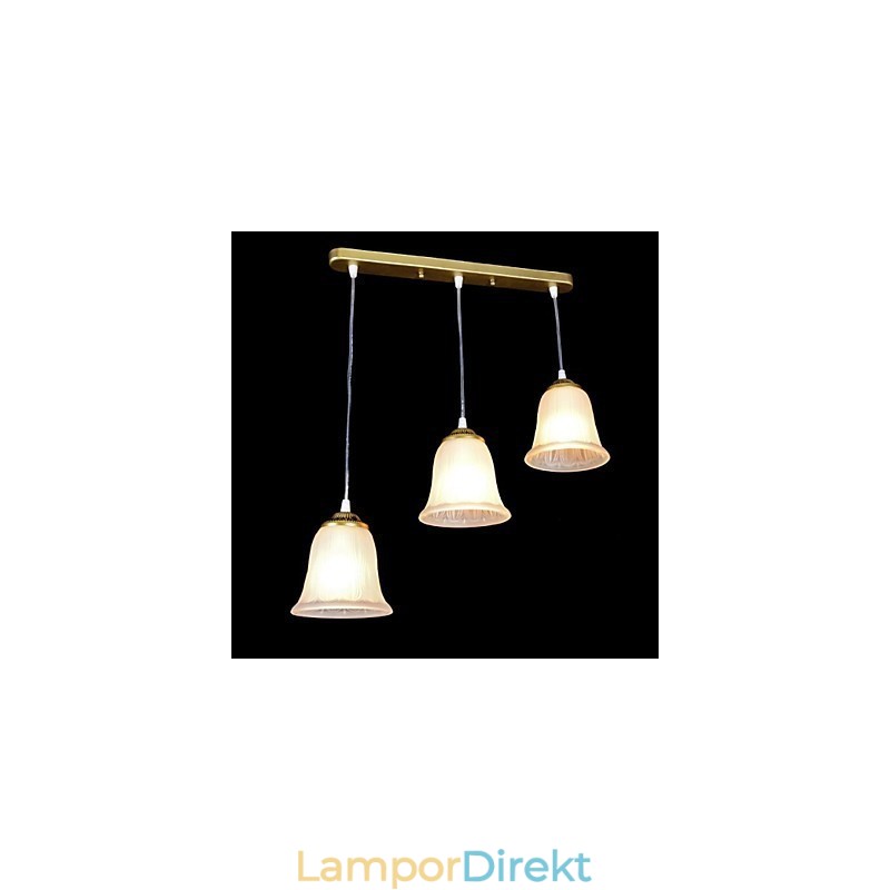 Bronshängande Tre Ljusmönster Glasskärm European Retro Classic