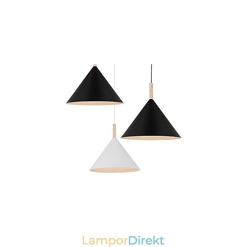 Mini Artistic Cone Pendellampa 1 Ljus Mordern Enkelhet Finish Svart Vit Aluminium & Trä Droplight